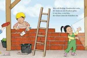 Die Kinder- und Jugendbuchillustratorin Katharina Busshoff hat das Buch bebildert. Kinder sehen im Buch, welche typischen Tätigkeiten Handwerker wie zum Beispiel Maurer in ihrem Arbeitsalltag ausführen.
