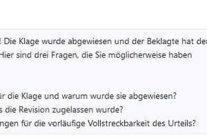 Auch bei dem juristischen Text schreibt Chatpdf innerhalb von wenigen Sekunden eine kurze Zusammenfassung.
