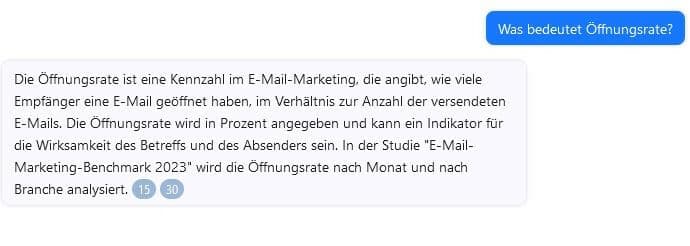 Chatpdf kann die einzelnen Kennzahlen wie zum Beispiel Öffungsrate oder ….
