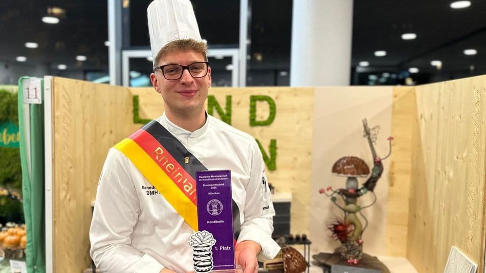 Benedikt Hardieß (Rheinland-Pfalz) ist Bundessieger im Konditorhandwerk. Etwa 130 Siegerinnen und Sieger der Deutschen Meisterschaften im Handwerk stehen nun fest.