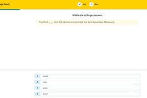 Das Tool generiert verschiedene Aufgaben, hier zu Relativsätzen im Kontext unseres Themas „Tischlerei-Ausbildung“.