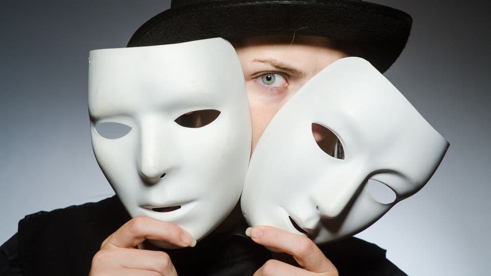 Woman with mask in funny concept